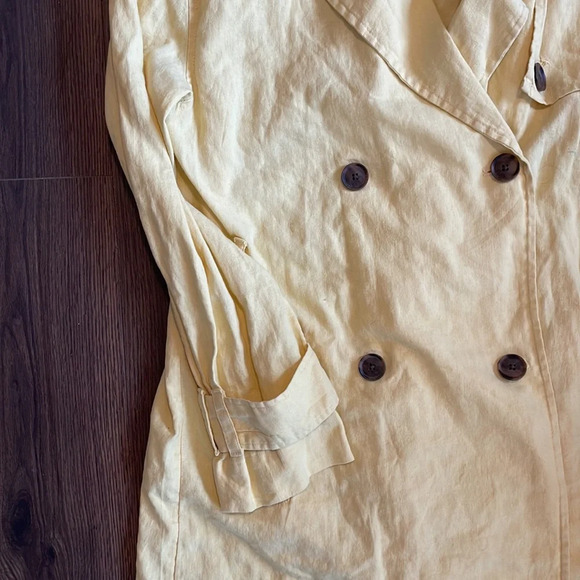 Universal Thread | Butter Yellow Linen Trench Coat Jacket - Picture 3 of 8